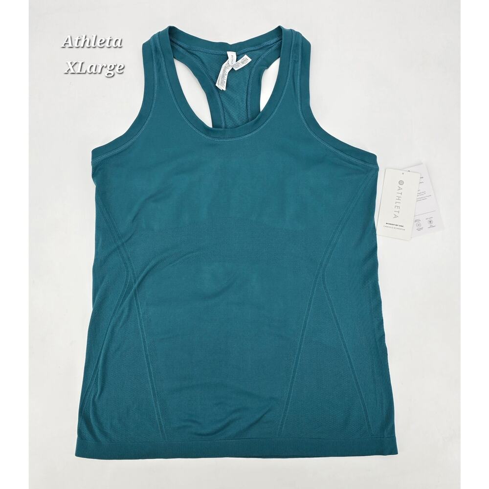 Athleta Momentum Seamless Tank XL Jade Blue Green Racerback Workout Top NWT